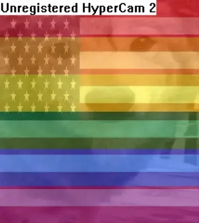an image of a wolf with a rainbow american flag overlayed, at the top it says unregisterd hypercam2